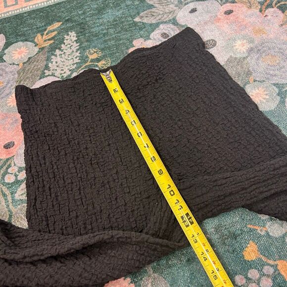 Mango Pants Womens Black Medium Textured Popcorn Stretchy Knit Flare Wide leg - Picture 12 of 15